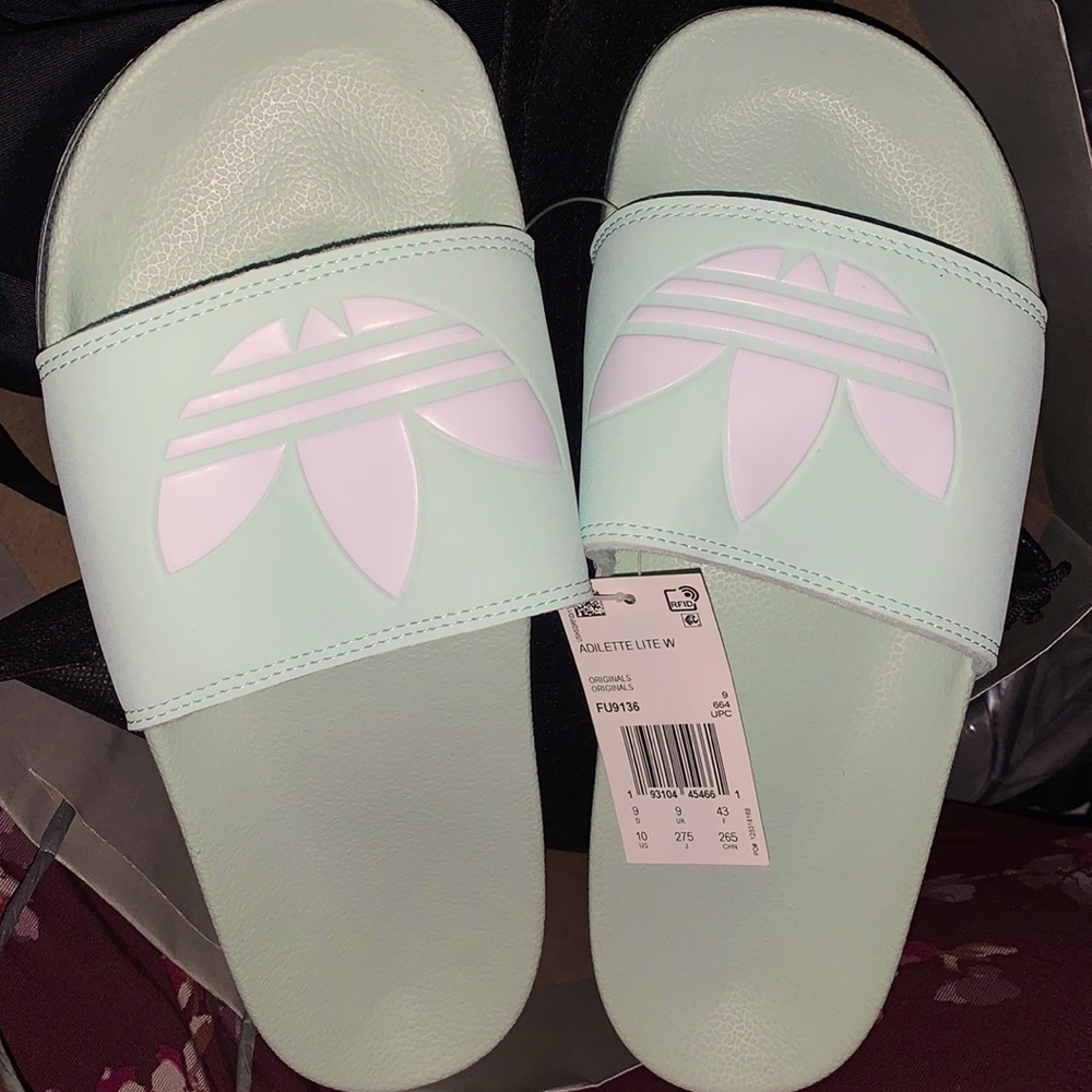 New ADIDAS ADILETTE SHOWER SLIDE SANDALS MINT GREEN size 10 new with tag